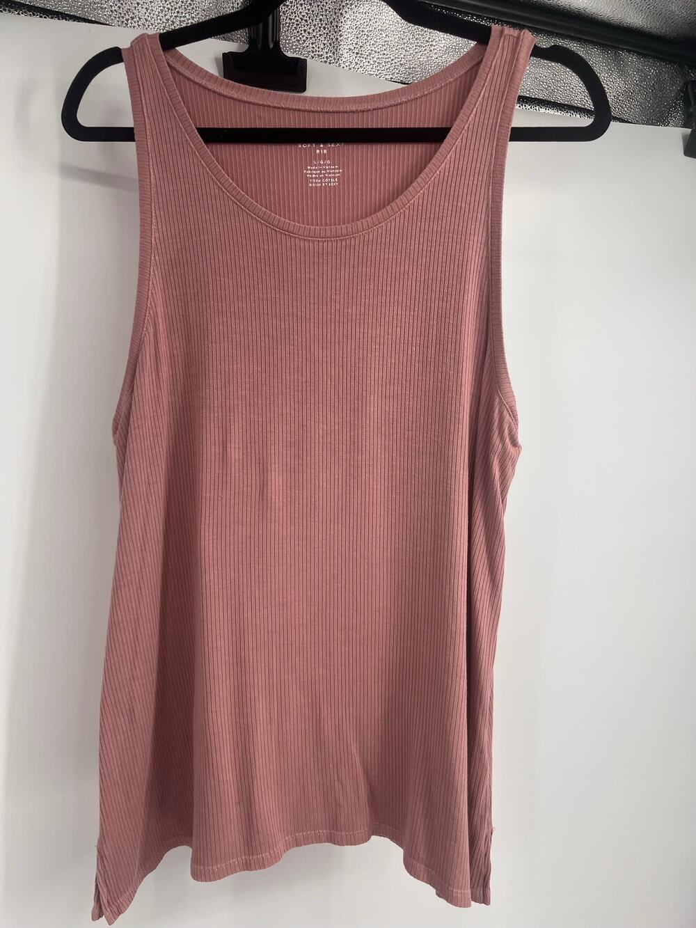 American Eagle Soft & Sexy Rib Womens Tank LG Mauve Pink Feminine Y2K Layer